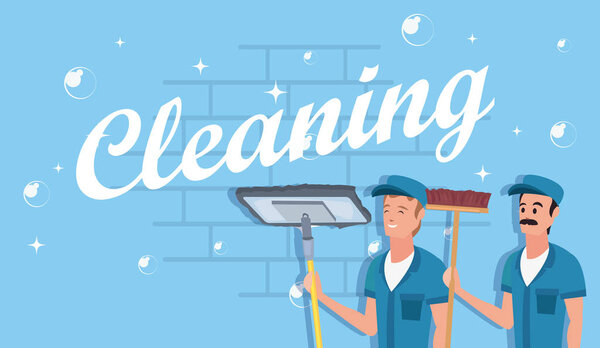 man cleaning products and supplies