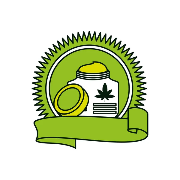 Bouteille de cannabis produit avec pommade — Image vectorielle