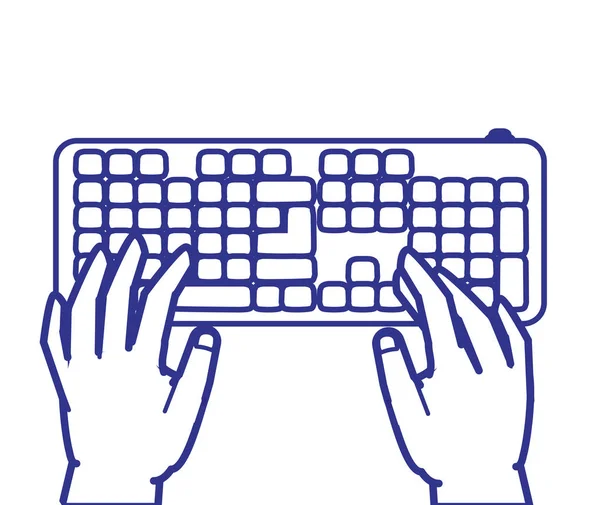 Händer med datortangentbord hårdvara — Stock vektor