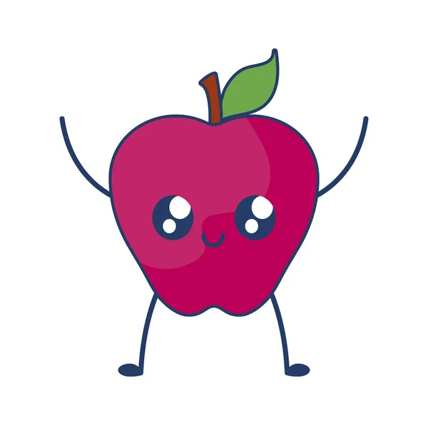 Fruta fresca de manzana estilo kawaii — Vector de stock