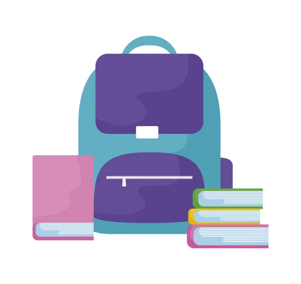 School bags with pile of books — Stock Vector