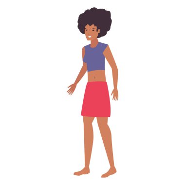 afro amerikan kadın portre simgesi vektör ilustration