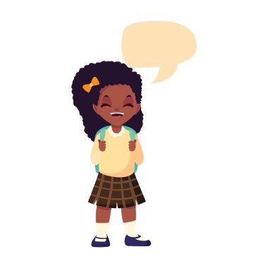 çanta konuşma kabarcık ile okul kız