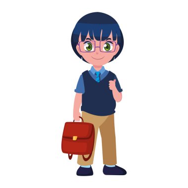 sırt çantası ile gülümseyen okul çocuğu