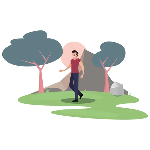 Hombre personaje en el parque al aire libre — Vector de stock