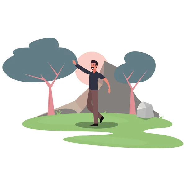 Hombre personaje en el parque al aire libre — Vector de stock