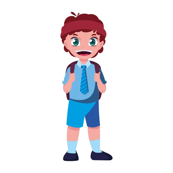 Niño de la escuela sonriente con mochila — Vector de stock