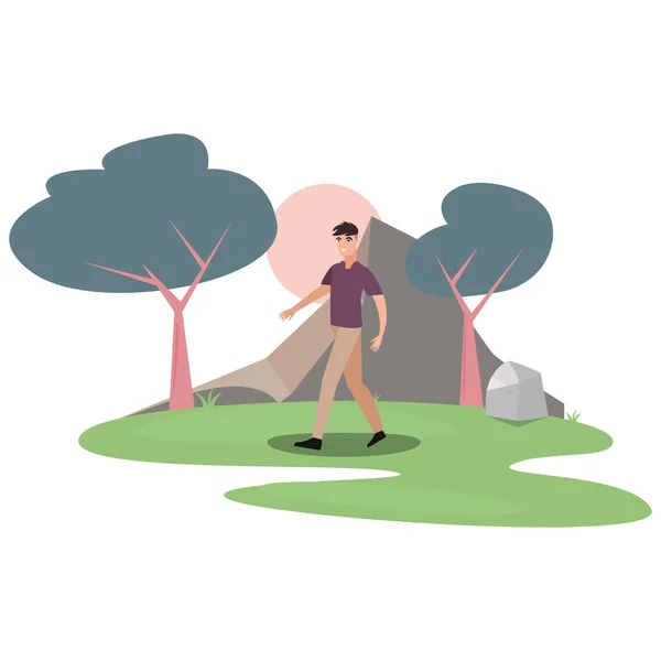 Hombre personaje en el parque al aire libre — Vector de stock