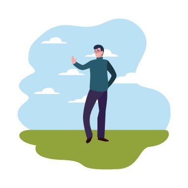 adam karakter duran gökyüzü arka plan