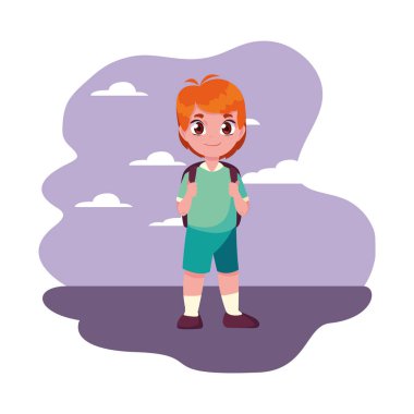 sırt çantası ile gülümseyen okul çocuğu