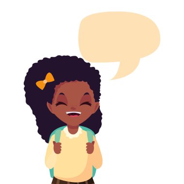 çanta konuşma kabarcık ile okul kız