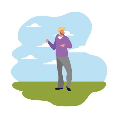 adam karakter duran gökyüzü arka plan