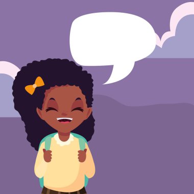 çanta konuşma kabarcık ile okul kız