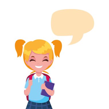 çanta konuşma kabarcık ile okul kız