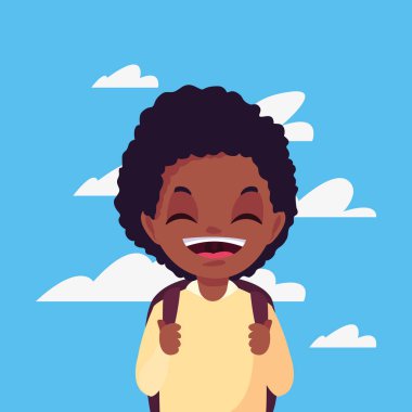 açık havada çanta ile okul çocuğu