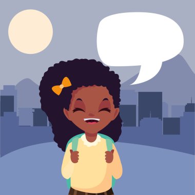 çanta konuşma kabarcık ile okul kız