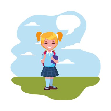 çanta konuşma kabarcık ile okul kız