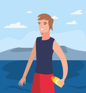 yaz saati insanlar simge vektör ilustration