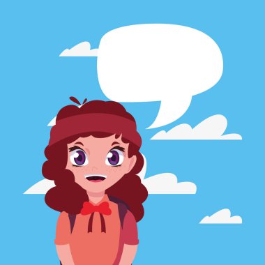 çanta konuşma kabarcık ile okul kız