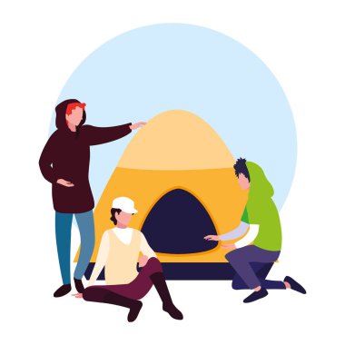 grup insanlar kamp çadır tatil