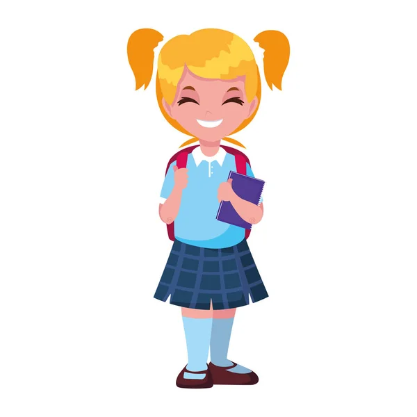 Happy school girl with uniform — Stock Vector