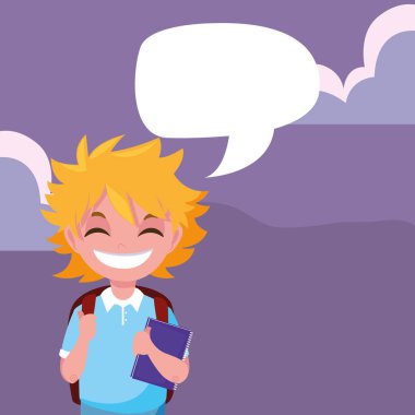 çanta konuşma kabarcık ile okul çocuk