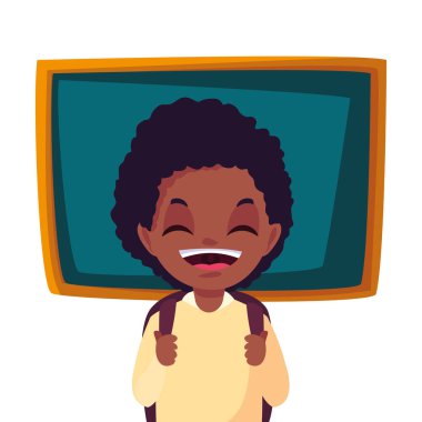 tebeşir tahtası ile gülümseyen okul çocuğu