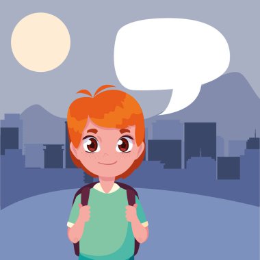 çanta konuşma kabarcık ile okul çocuk