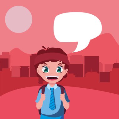 çanta konuşma kabarcık ile okul çocuk