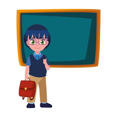 tebeşir tahtası ile gülümseyen okul çocuğu