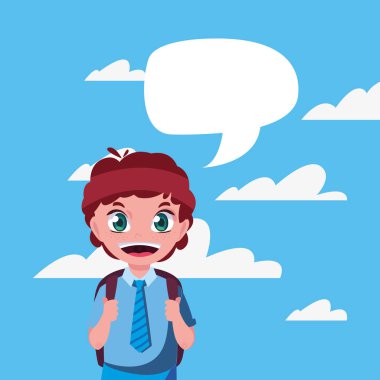 çanta konuşma kabarcık ile okul çocuk