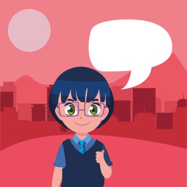 çanta konuşma kabarcık ile okul çocuk