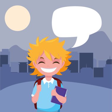 çanta konuşma kabarcık ile okul çocuk