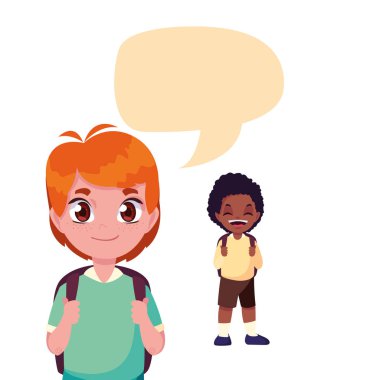 çanta kabarcık konuşmak ile okul erkek