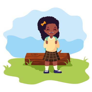 açık havada çanta ile okul kız