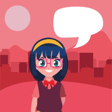 çanta konuşma kabarcık ile okul kız