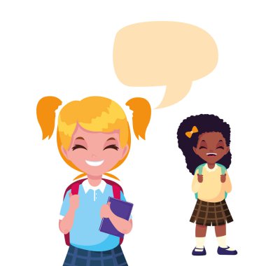 çanta kabarcık konuşmak ile okul kızlar