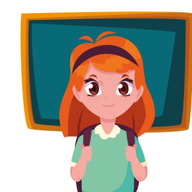 tebeşir tahtası ile gülümseyen okul kız