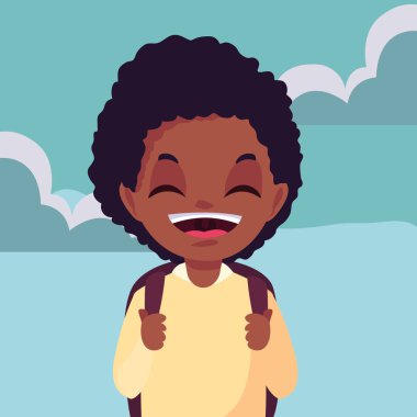 açık havada çanta ile okul çocuğu