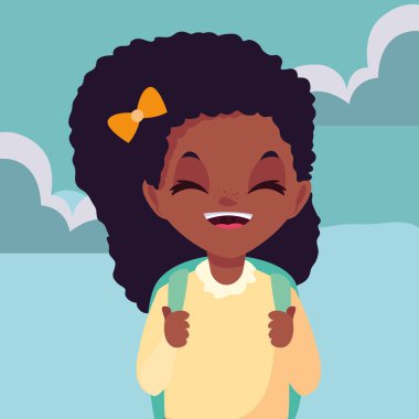 açık havada çanta ile okul kız