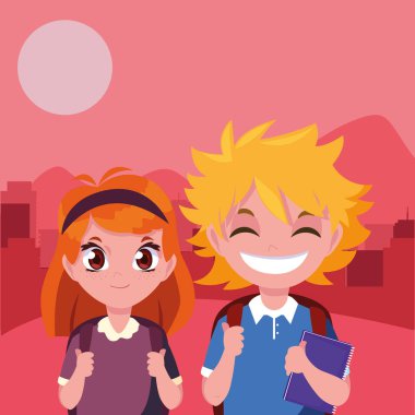 çanta açık havada okul erkek ve kız