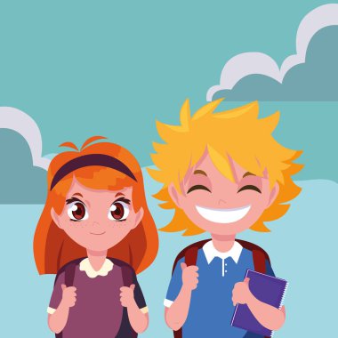 çanta açık havada okul erkek ve kız