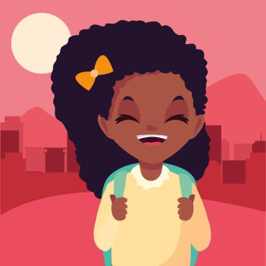 açık havada çanta ile okul kız