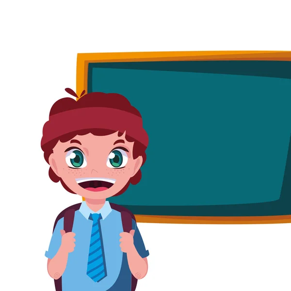 Smiling school boy with chalkboard — Stock Vector