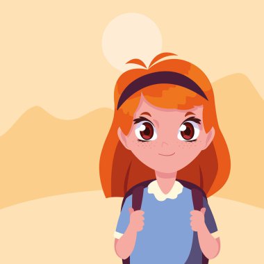 açık havada çanta ile okul kız