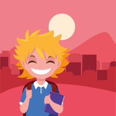 açık havada çanta ile okul çocuğu