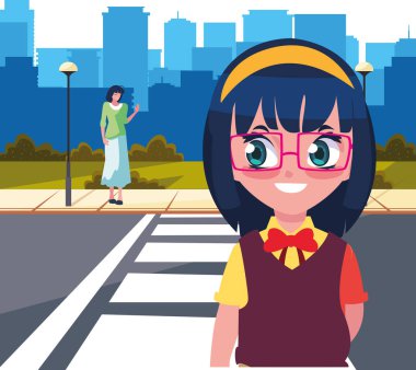 anne ile okul kız sokak otobüs durağı