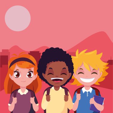 çanta ile okul erkek ve kız