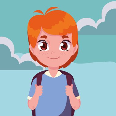 açık havada çanta ile okul çocuğu