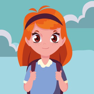 açık havada çanta ile okul kız